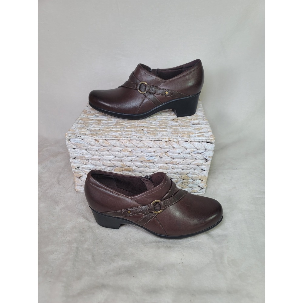 Clarks Dark Acadamia Brown Leather Monk Strap Pumps Heritage Preppy 8.5W Cottage